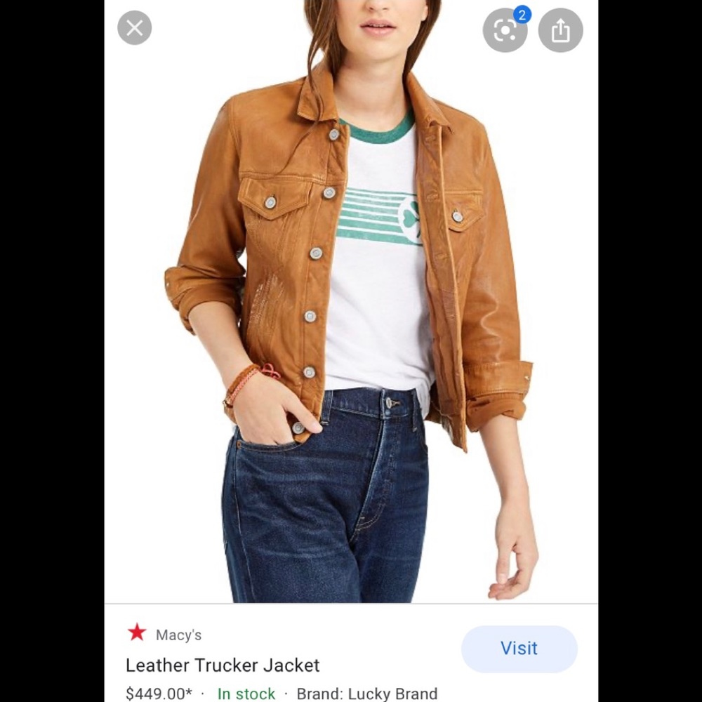 Lucky brand leather trucker jacket